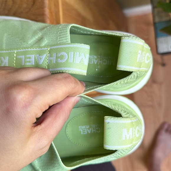 Michael Kors Bodie Logo Embossed Stretch Knit Slip On Trainer Aloe Color - Picture 6 of 9